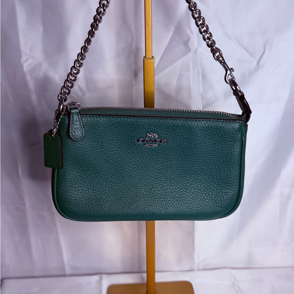 Coach Dark Green Leather Wristlet